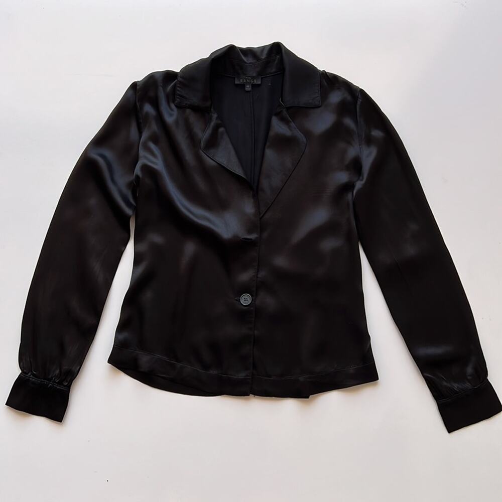 The Range Blouse in Black Satin